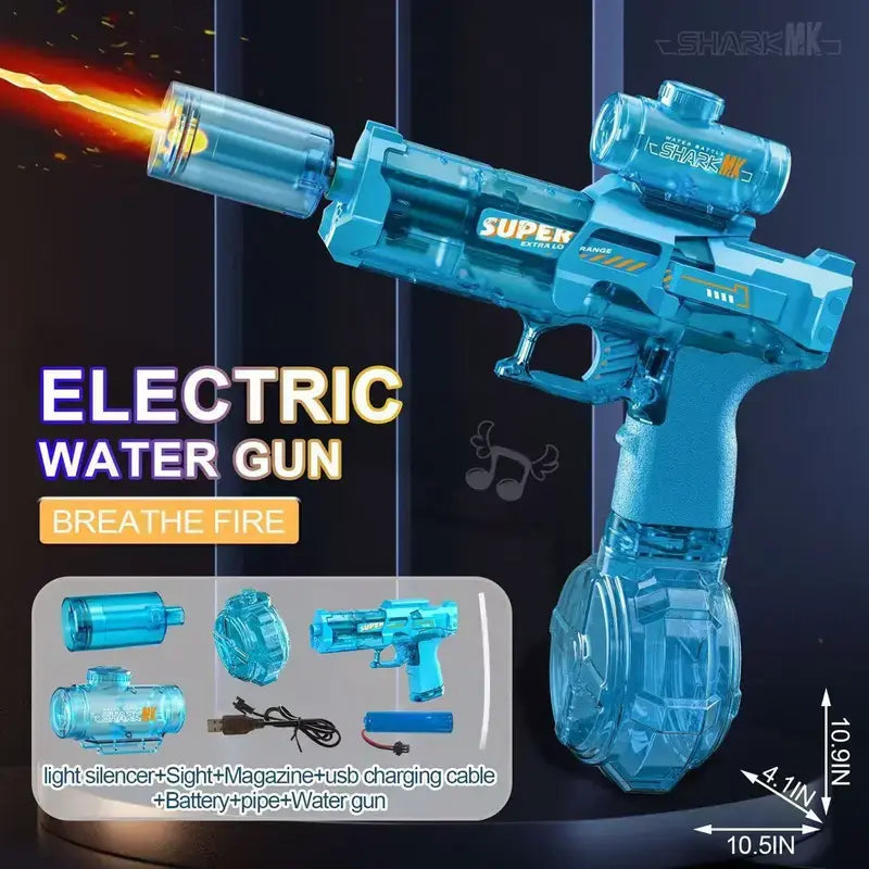 Adult and Children'S Electric Water Guns, Summervibes,Automatic High-Power Water Guns, Swimming Pool Toys,Summervibes,Beach Electric Water Guns, Realistic Muzzle Flames.