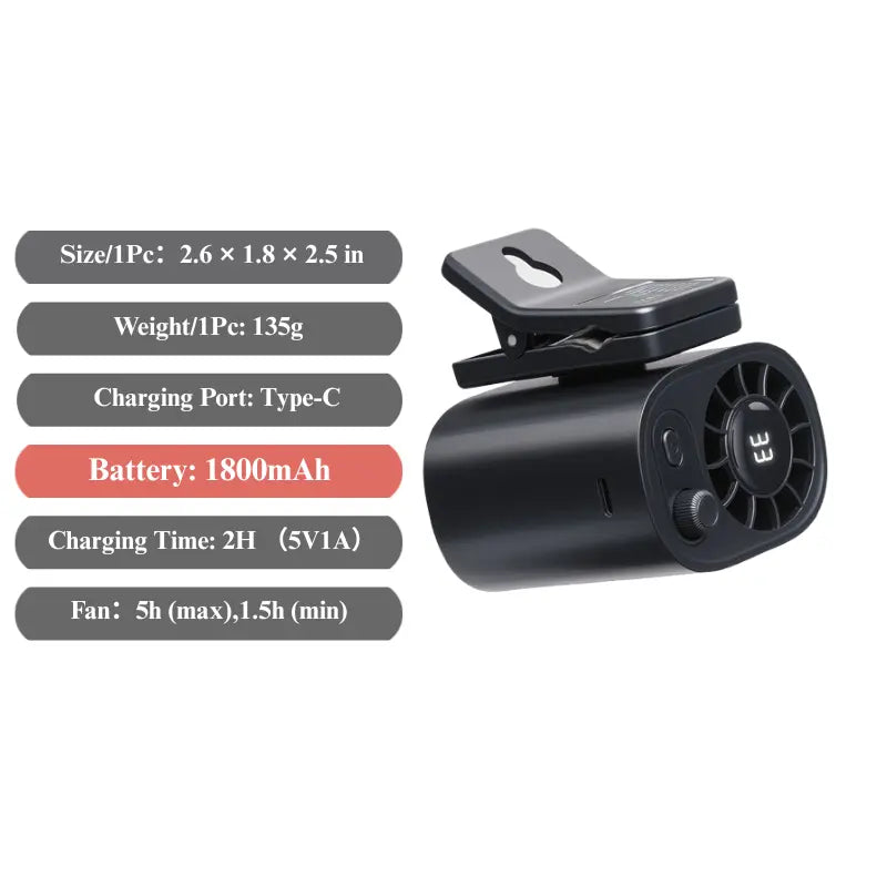 【Summer Wins】Joytutus Car Clip-On Fan, Car Accessories, Portable Fan with LED Display, 360° Rotation, 100-Speed Stepless Adjustment, Usb-Rechargeable Charging Button , Cars Accessories
