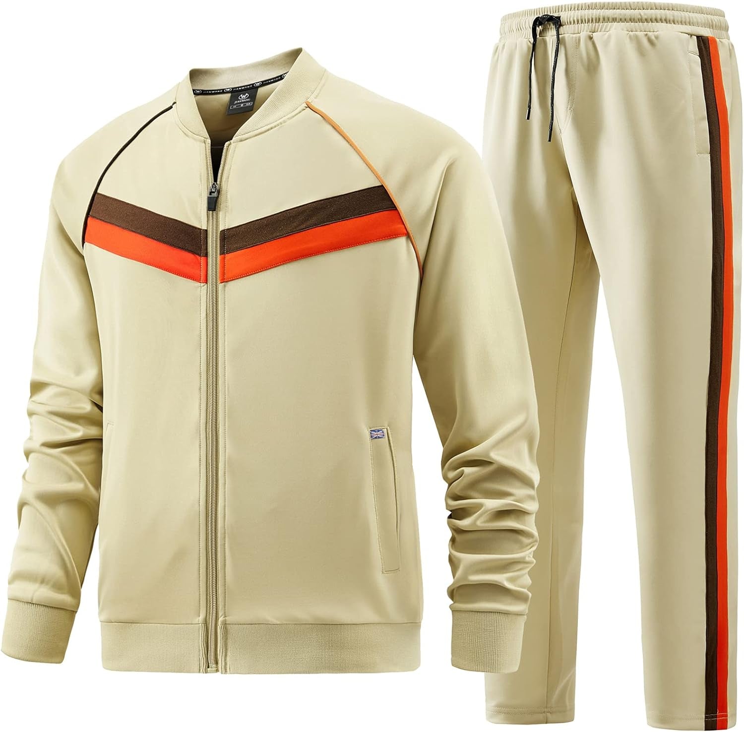 W JIANWANG Men'S Casual Tracksuits Long Sleeve Jogging Suits Sweatsuit Sets Track Jackets and Pants 2 Piece Outfit