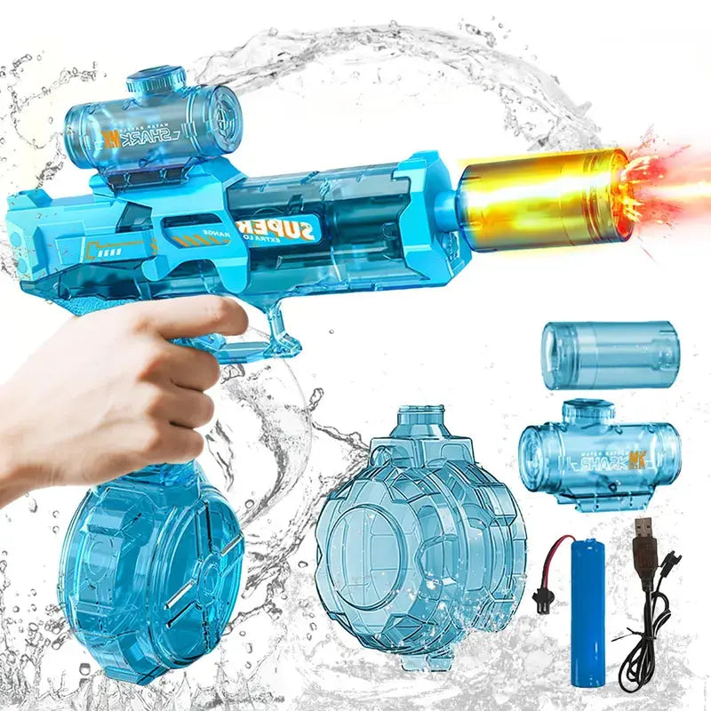 Adult and Children'S Electric Water Guns, Summervibes,Automatic High-Power Water Guns, Swimming Pool Toys,Summervibes,Beach Electric Water Guns, Realistic Muzzle Flames.