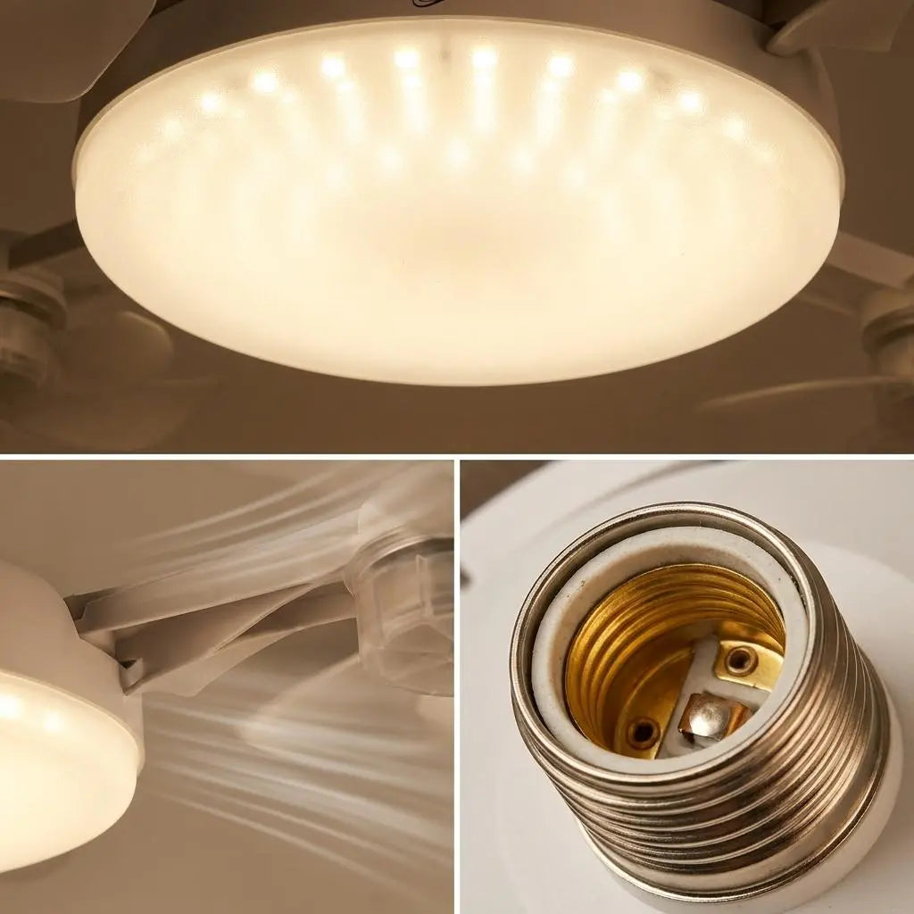 MREGB 2026 New E27 Socket Ceiling Fan Light - 2-In-1 Silent LED Fan with Remote Control, Energy-Saving Cooling & Lighting Combo for Home Bedroom