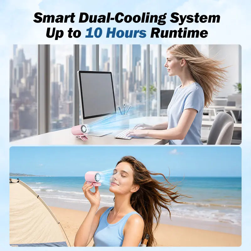 【Summer Wins】Joytutus Car Clip-On Fan, Car Accessories, Portable Fan with LED Display, 360° Rotation, 100-Speed Stepless Adjustment, Usb-Rechargeable Charging Button , Cars Accessories