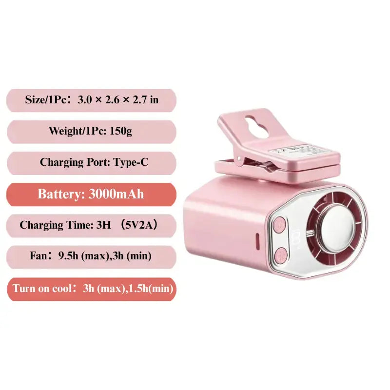 【Summer Wins】Joytutus Car Clip-On Fan, Car Accessories, Portable Fan with LED Display, 360° Rotation, 100-Speed Stepless Adjustment, Usb-Rechargeable Charging Button , Cars Accessories