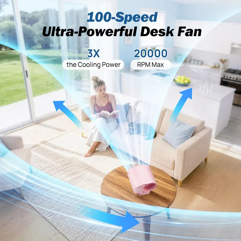 【Summer Wins】Joytutus Car Clip-On Fan, Car Accessories, Portable Fan with LED Display, 360° Rotation, 100-Speed Stepless Adjustment, Usb-Rechargeable Charging Button , Cars Accessories