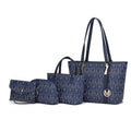 by Mia K. Marimar Women'S Tote Bag with Pouch and Wristlet, Signature 4 Piece Set - Navy Blue