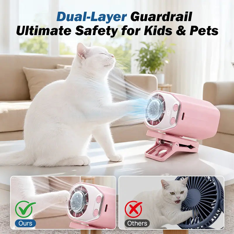 【Summer Wins】Joytutus Car Clip-On Fan, Car Accessories, Portable Fan with LED Display, 360° Rotation, 100-Speed Stepless Adjustment, Usb-Rechargeable Charging Button , Cars Accessories