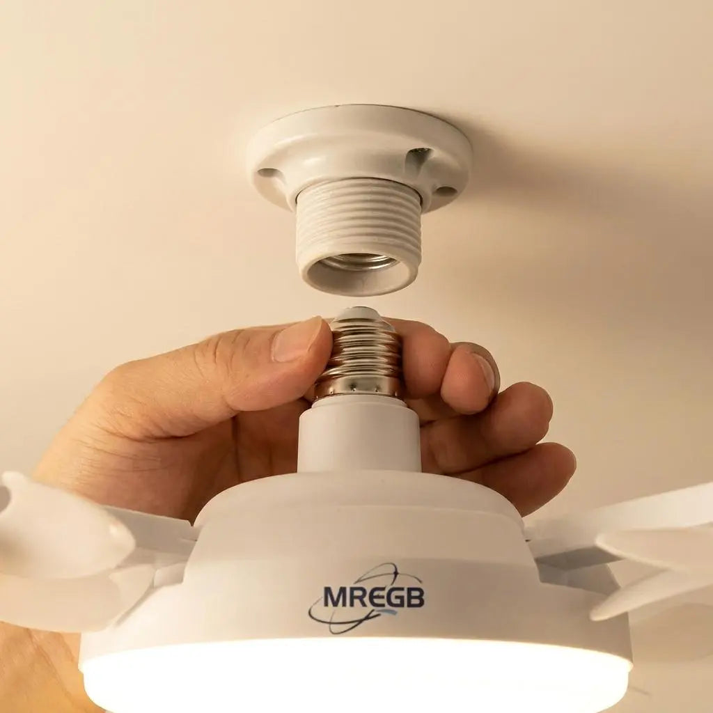 MREGB 2026 New E27 Socket Ceiling Fan Light - 2-In-1 Silent LED Fan with Remote Control, Energy-Saving Cooling & Lighting Combo for Home Bedroom
