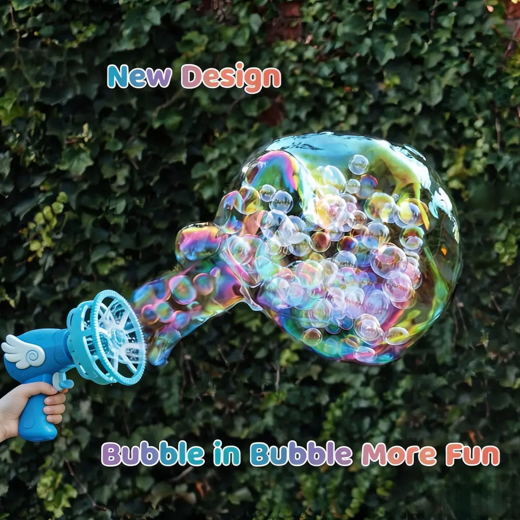 Bubble in Bubble Magic Bubble Gun - Bubble Machine Blower Toy for Kids Toddlers, Giant Bubbles Party Favors