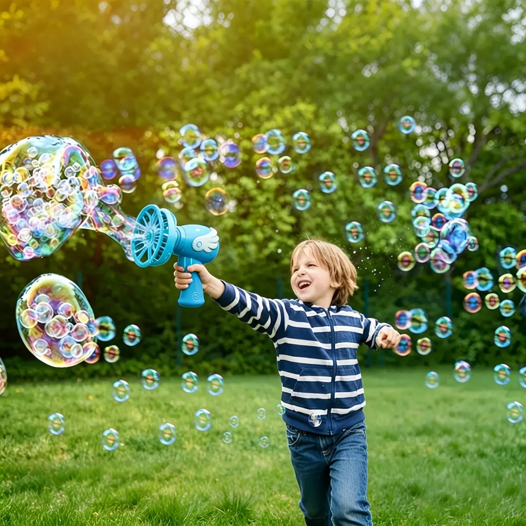 Bubble in Bubble Magic Bubble Gun - Bubble Machine Blower Toy for Kids Toddlers, Giant Bubbles Party Favors