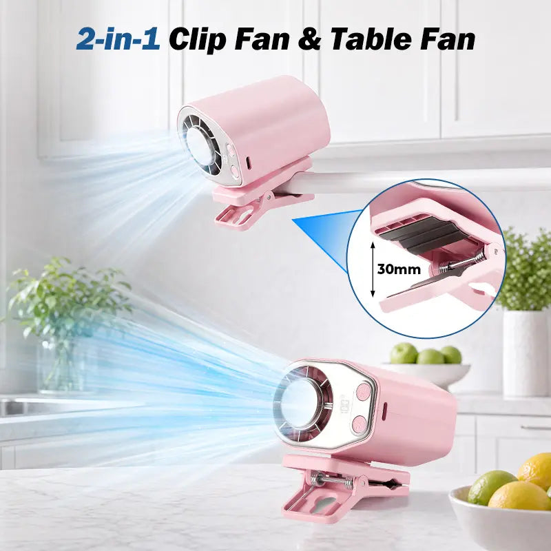 【Summer Wins】Joytutus Car Clip-On Fan, Car Accessories, Portable Fan with LED Display, 360° Rotation, 100-Speed Stepless Adjustment, Usb-Rechargeable Charging Button , Cars Accessories