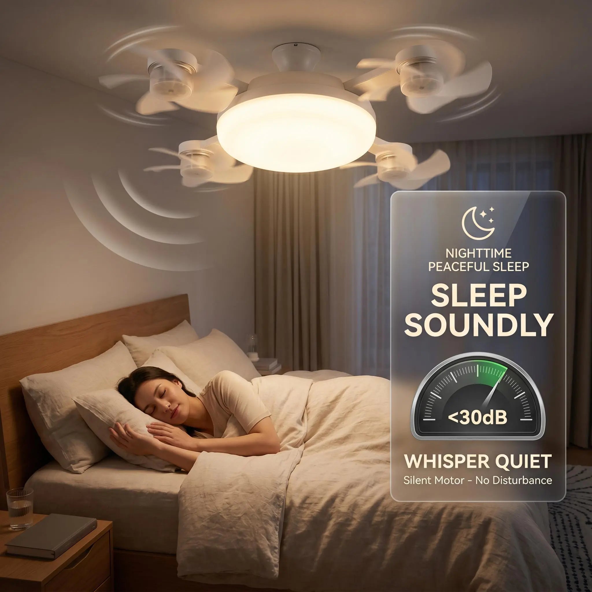 MREGB 2026 New E27 Socket Ceiling Fan Light - 2-In-1 Silent LED Fan with Remote Control, Energy-Saving Cooling & Lighting Combo for Home Bedroom