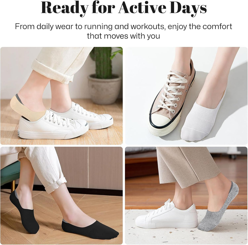 Wernies No Show Socks Women Low Socks Non Slip Flat Boat Line 4/8 Pairs