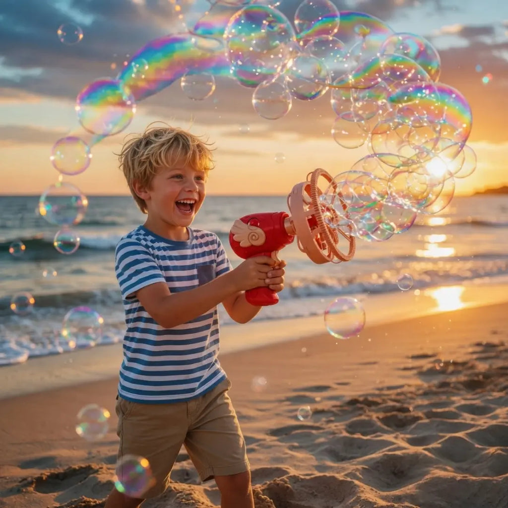 Bubble in Bubble Magic Bubble Gun - Bubble Machine Blower Toy for Kids Toddlers, Giant Bubbles Party Favors