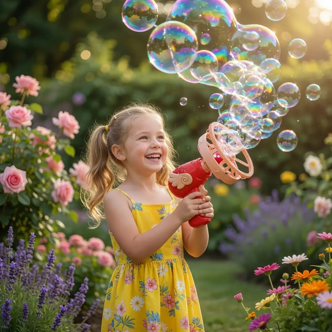 Bubble in Bubble Magic Bubble Gun - Bubble Machine Blower Toy for Kids Toddlers, Giant Bubbles Party Favors