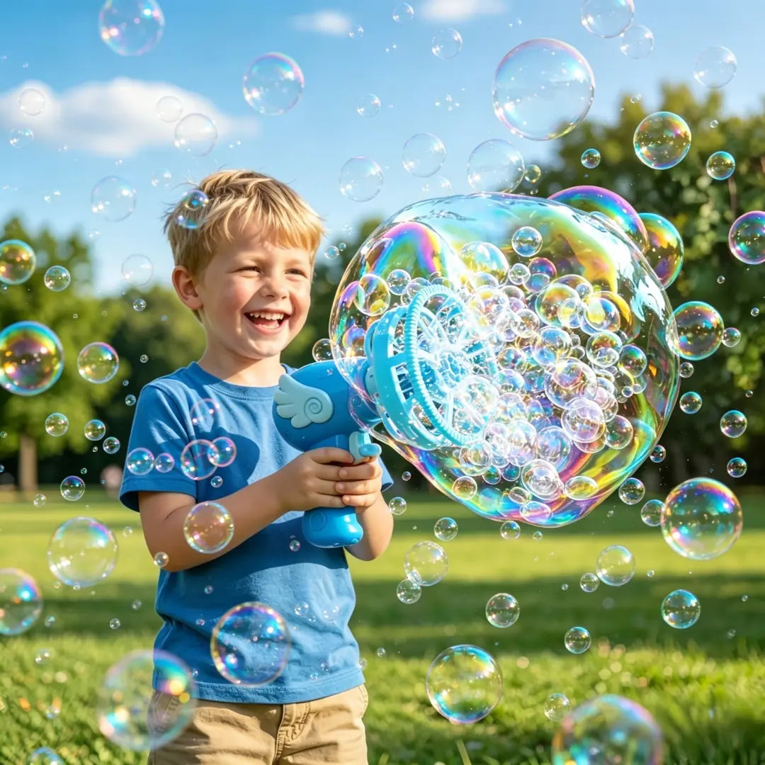 Bubble in Bubble Magic Bubble Gun - Bubble Machine Blower Toy for Kids Toddlers, Giant Bubbles Party Favors