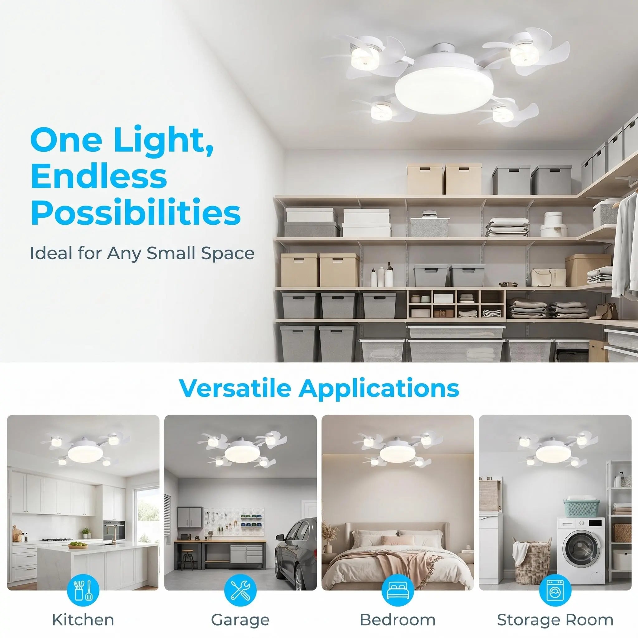 MREGB 2026 New E27 Socket Ceiling Fan Light - 2-In-1 Silent LED Fan with Remote Control, Energy-Saving Cooling & Lighting Combo for Home Bedroom