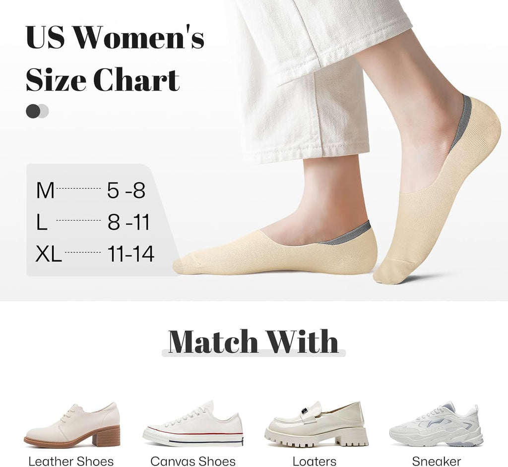 Wernies No Show Socks Women Low Socks Non Slip Flat Boat Line 4/8 Pairs